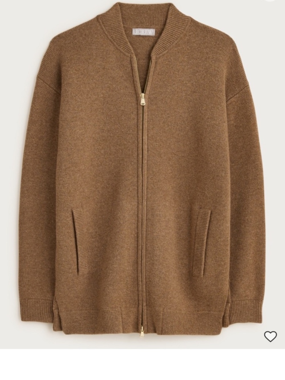 J. Crew Tan Zip-Front Knit Sweater NWT